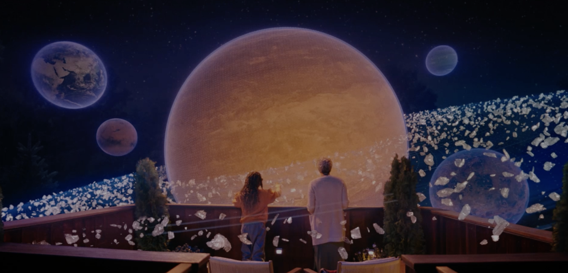 Meta surpasses 3rd quarter revenue and profit projections, as this poster of a man and woman looking at space seems to suggest