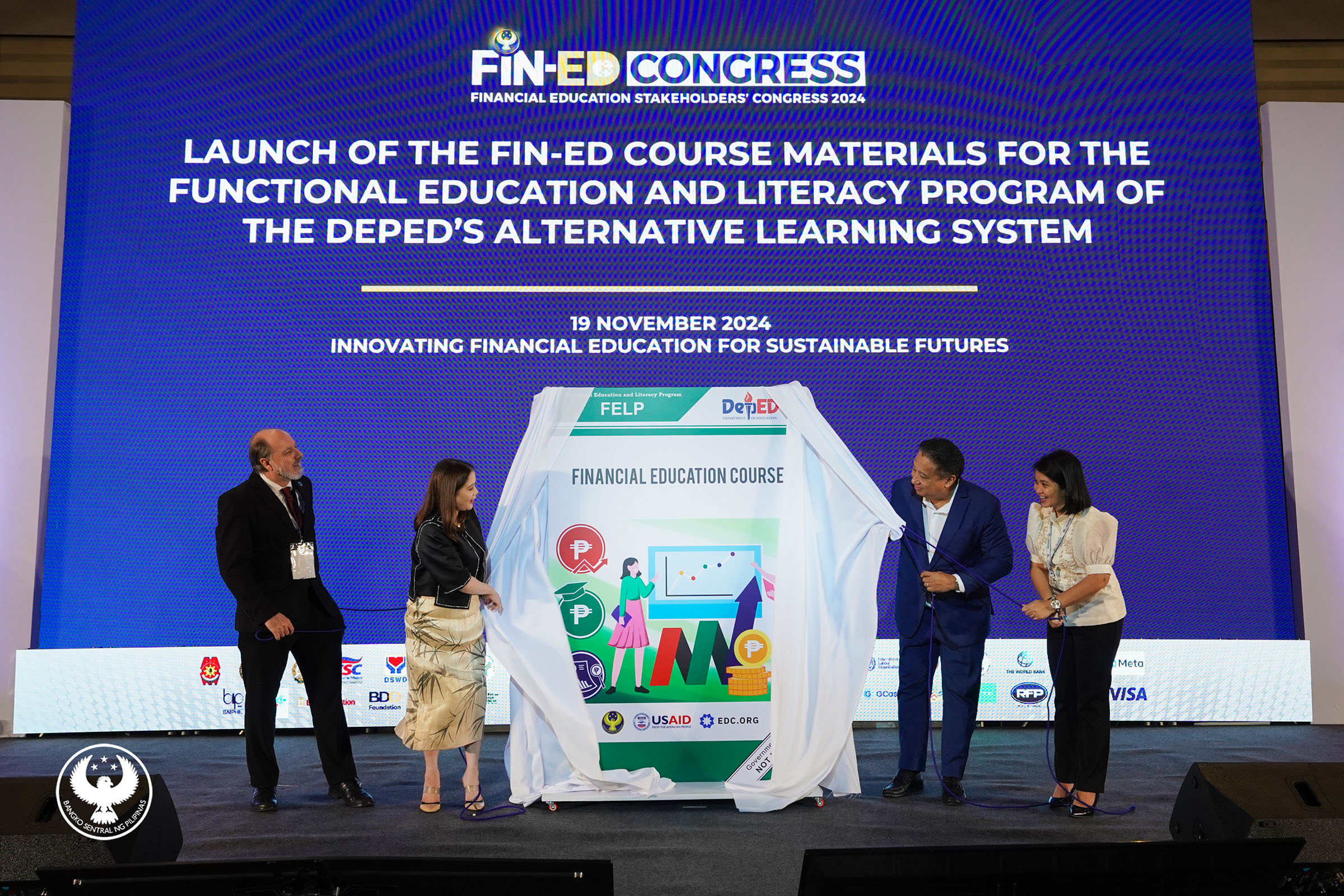 BSP leverages digital technology this 2024, as shown in this photo during the launch of new course materials led by BSP Deputy Governor Bernadette Romulo-Puyat and DepEd executives