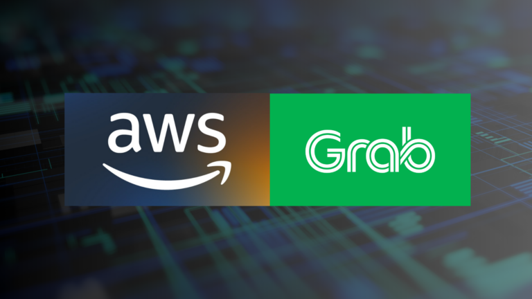 Logo of Grab and AWS, side by side