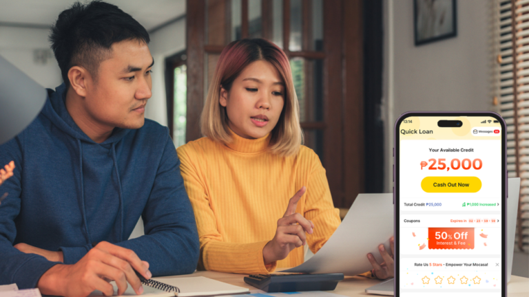 A man and a woman discussing the budget as Mocasa lets them kickstart their financial goals with smart New Year financial tips