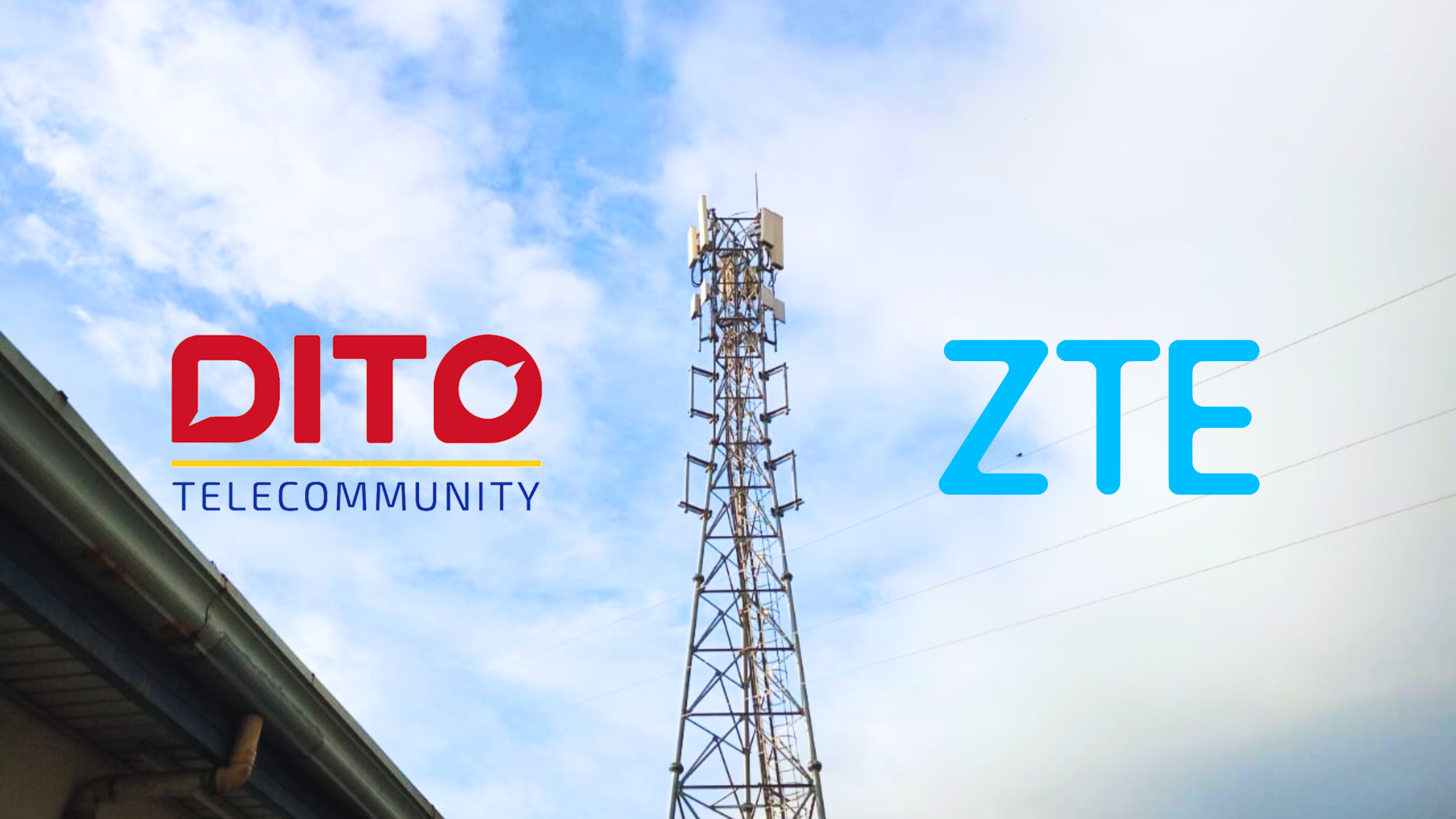ZTE teams up with DITO, as shown in this photo of a tower in between DITO and ZTE logos