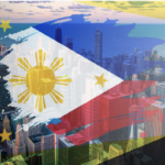 A Philippine flag on top of buildings as PH financial system gets hailed for credit rating stability by JCR