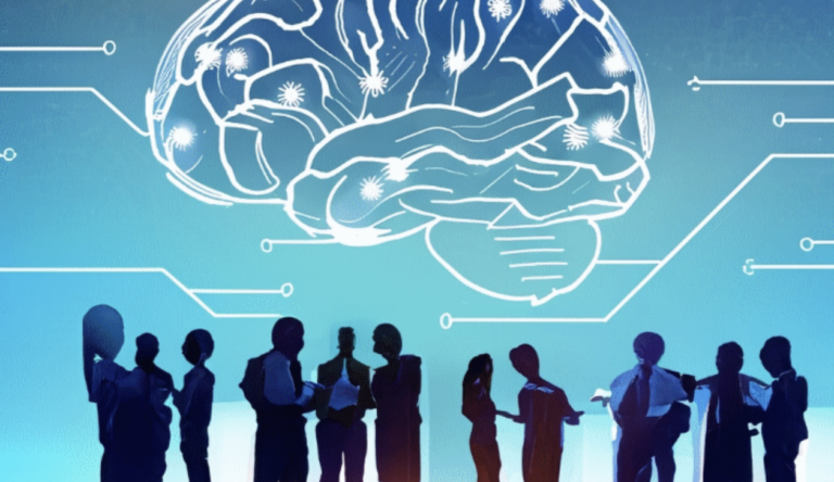 Caricature of people and a cloud figure above them to show how the new Google Workspace became more indispensable