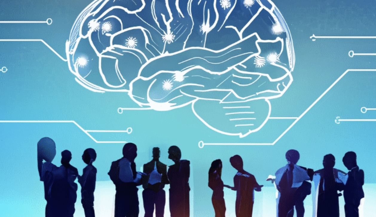 Caricature of people and a cloud figure above them to show how the new Google Workspace became more indispensable