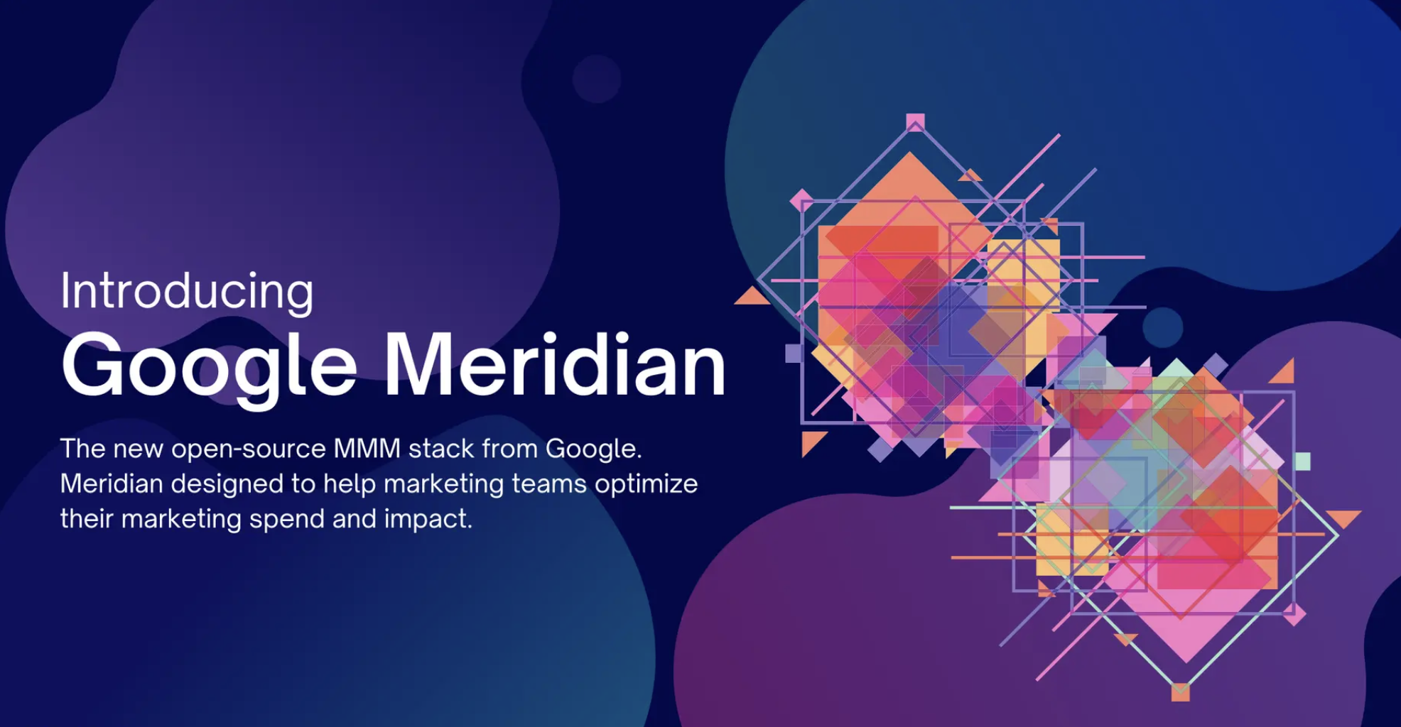 A presentation deck cover with the words "Introducing Google Meridian" to officially launch the new app
