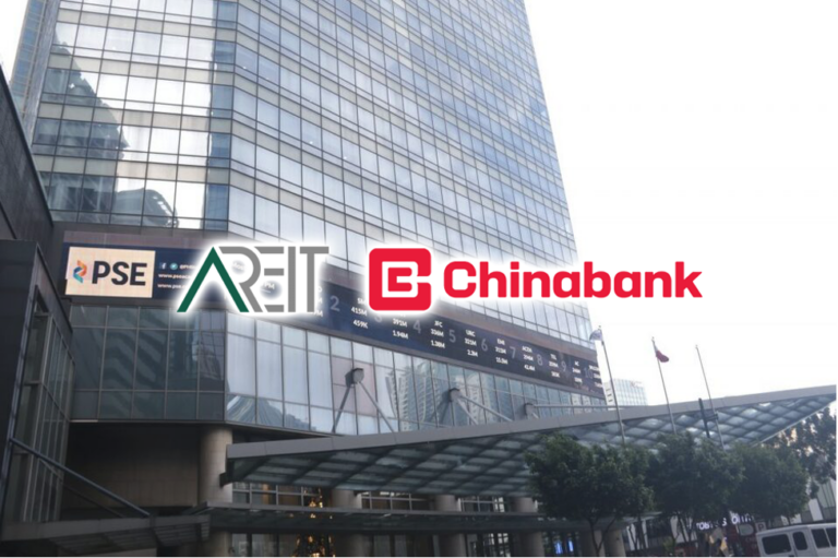 Facade shot of China Bank and AREIT, whose logo appear here, have ascended to PSEi main board