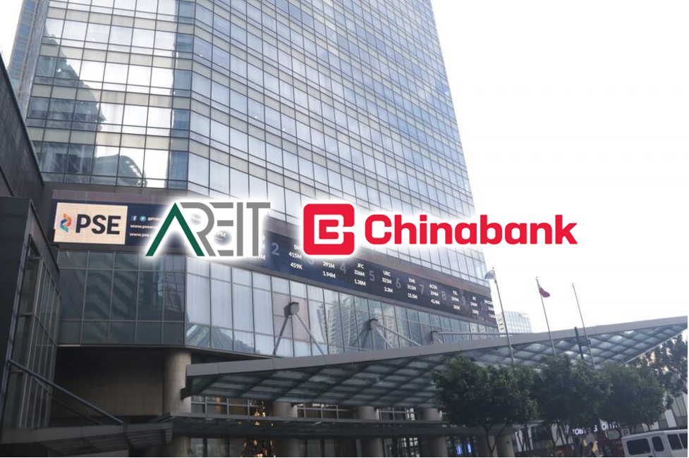 Facade shot of China Bank and AREIT, whose logo appear here, have ascended to PSEi main board