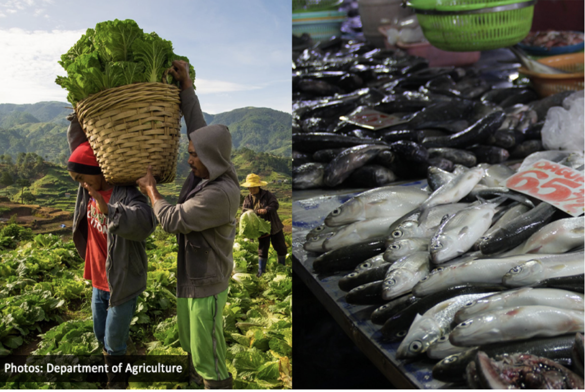 Image of farmers and fish being sold in the market as the BSP releases its month-ahead inflation forecast for April 2025