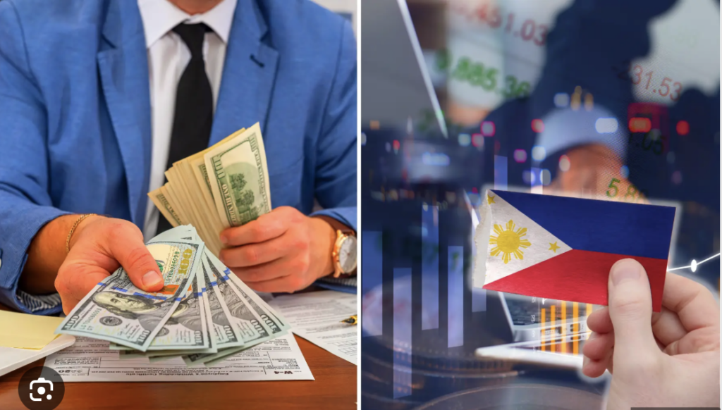 The status of country's BOP as shown in this photo of a man counting money and a miniature PH flag 
