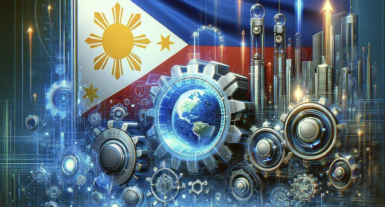 A PH flag and gears used to illustrate how digital finance is overcoming job challenges, seizing opportunities for fintech innovation in the country