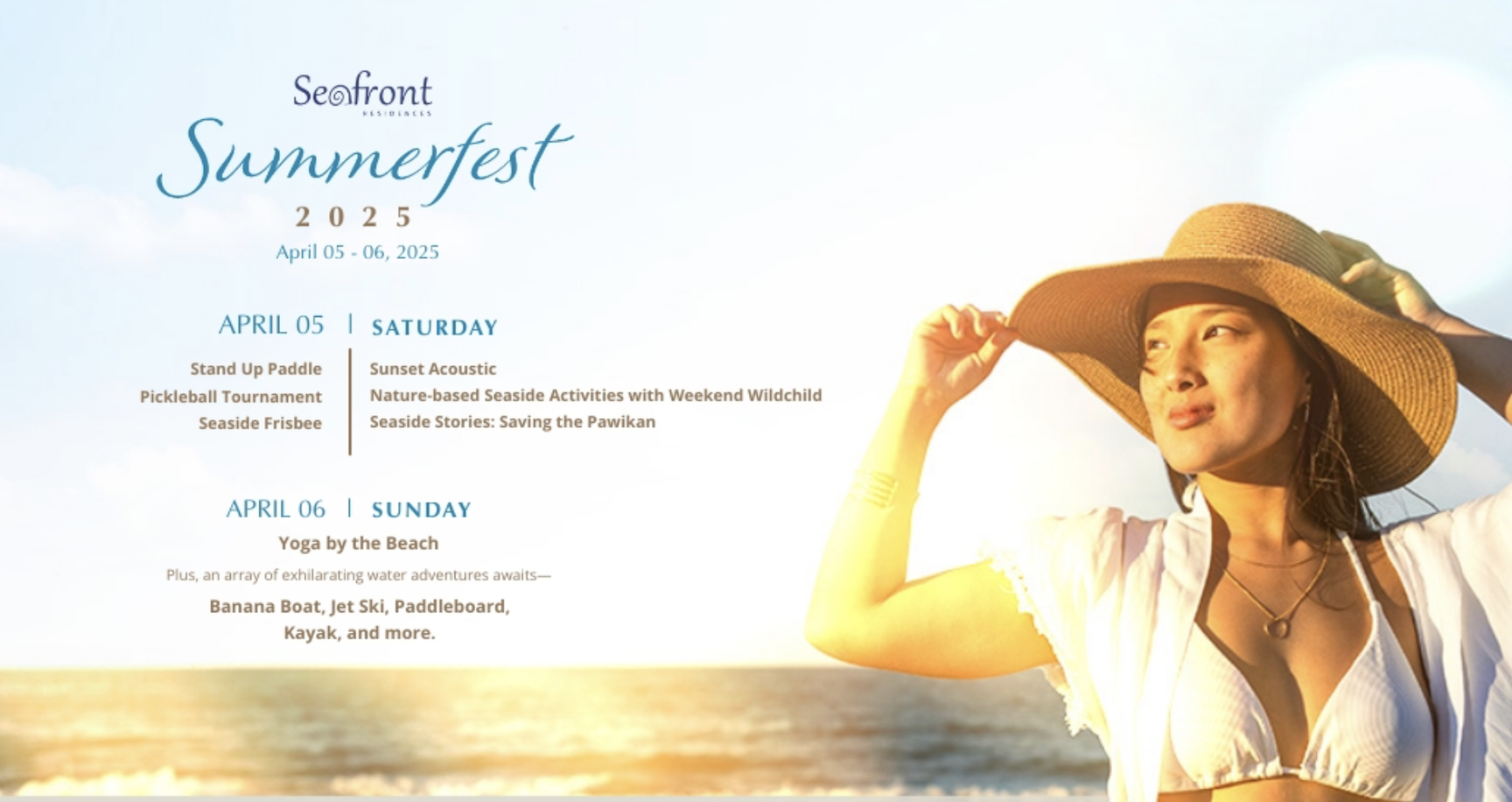 Poster of a woman with hat to promote Seafront Residences Summerfest 2025