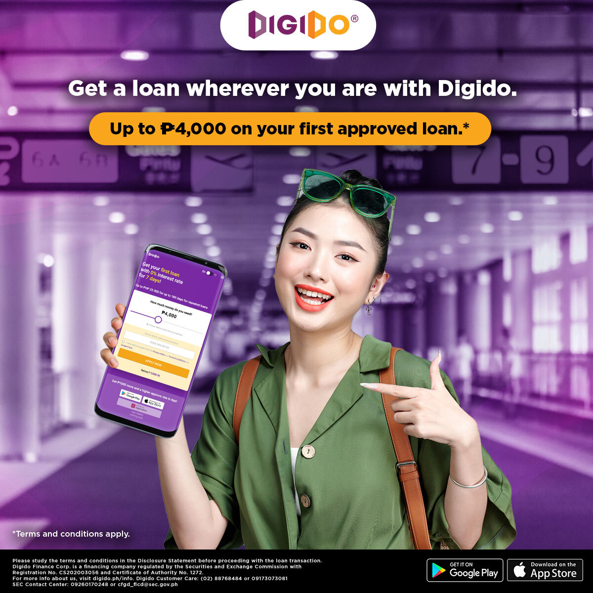Girl holding a mobile phone with Digido app as new analysis reveals Filipinos have spent 1.54 billion seconds using digital lending apps in 2024
