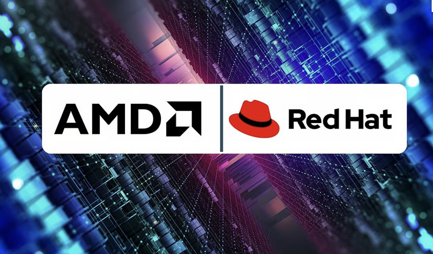 Logo of AMD and Red Hat