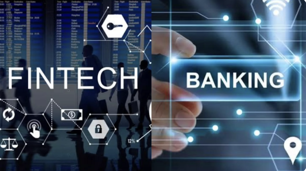 Illustration with the words fintech and banking to show how fintech can empower MSMEs amidst persistent credit gaps