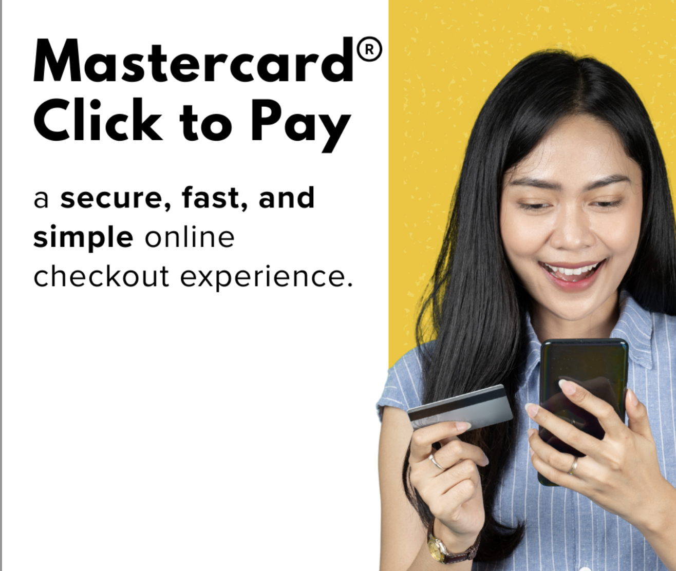Photo of a girl using Mastercard Click to Pay for an online transaction