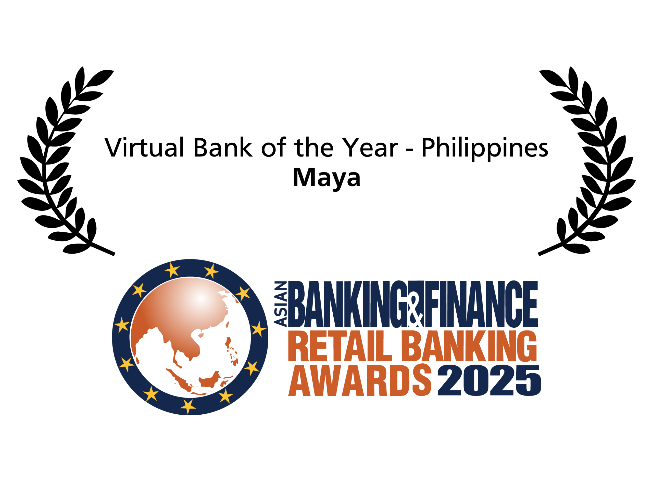 Image showing award won by Maya, which was named "Best Virtual Bank in PH" for 3rd straight year