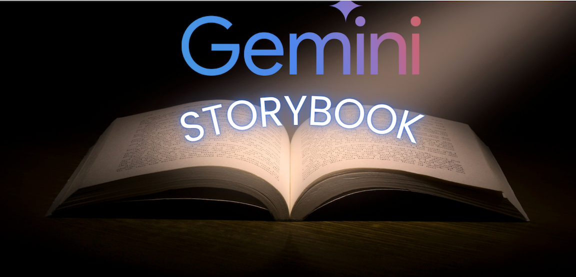 Image of a book with the word "Gemini" on top as Google transforms story time with its new AI tool