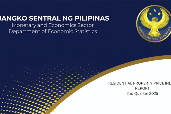 Cover page of the BSP's Residential Property Price Index report stating that housing prices in PH have climbed in Q2 2025, driven by growth outside NCR