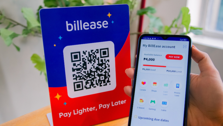 Image of a handheld mobile phone used to scan a QRPh code for buy-now-pay-later service as Billease unveils its everyday, pay-later and tap-to-pay services via QRPh