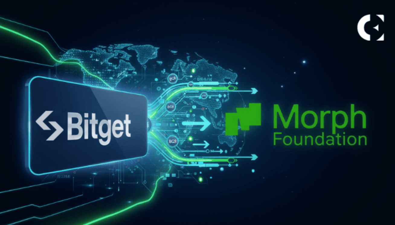 A stylized, futuristic image showing logo of Bitget and Morph Foundation as the top Web3 currency transfers 440M BGB to Morph Foundation