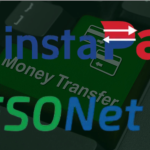 Image showing logo of InstaPay and PESONet on top of a laptop