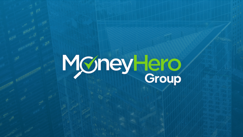 Logo of fintech firm MoneyHero Group with buildings in the background as the personal finance company swings to profit
