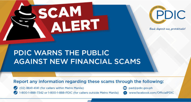 Scam Alert poster used by PDIC to warn the public about bogus payments