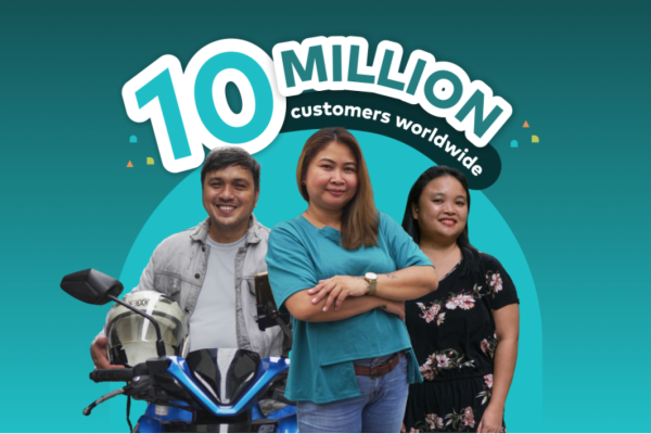 Image of 2 women and a man riding a motorcycle to illustrate Tala's aim to reach 10 million customers in PH within 3 years