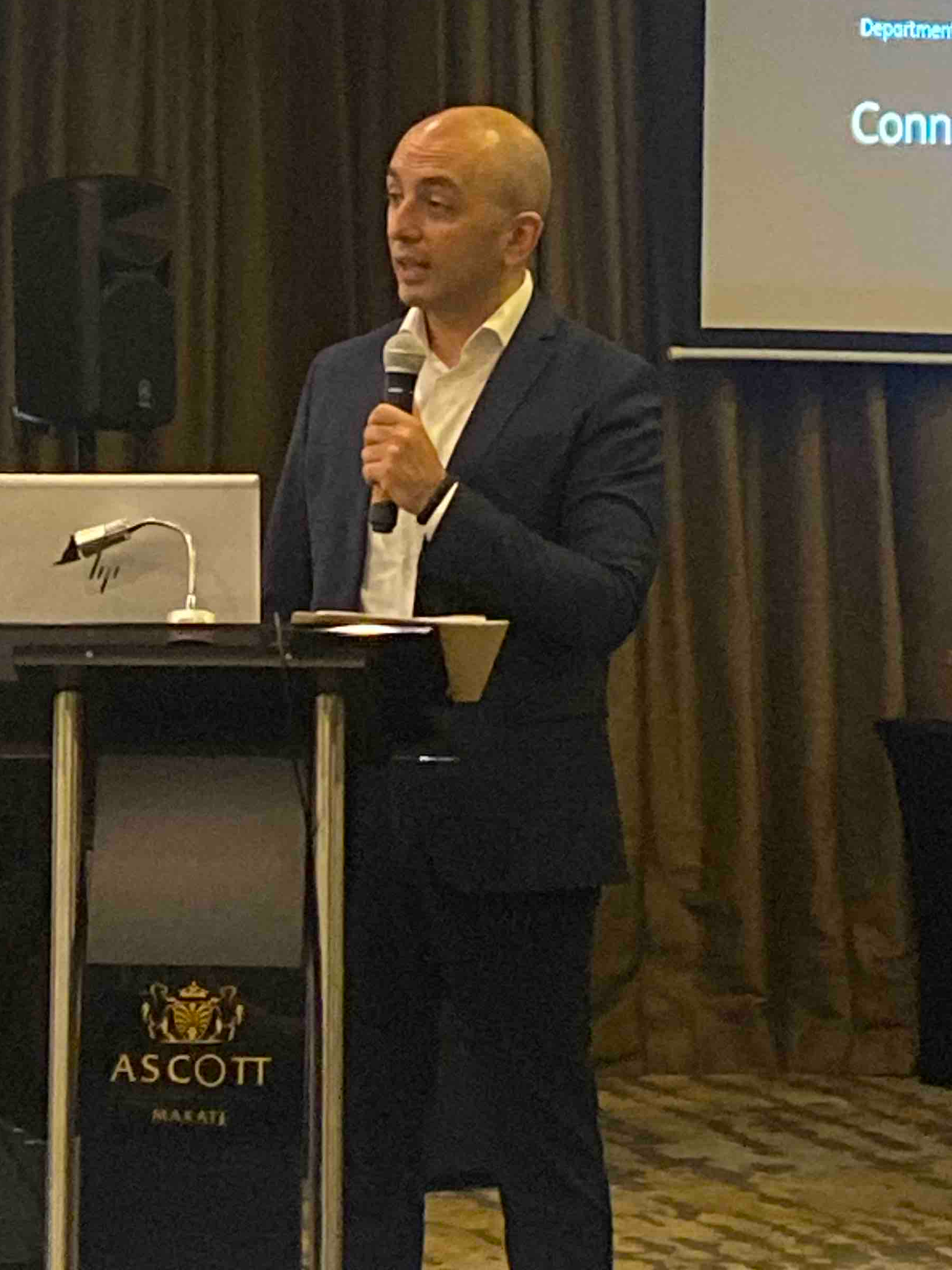 Arda Cetiner, Ericsson Country Manager for Philippines doing his speech