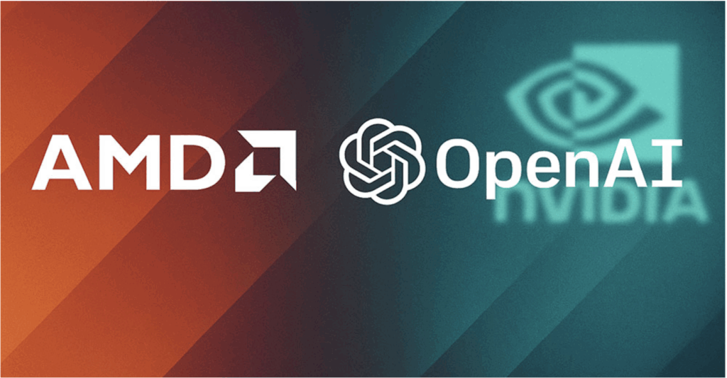 Logo of AMD and OpenAI as they forge a multi-billion-dollar alliance