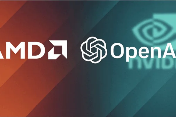 Logo of AMD and OpenAI as they forge a multi-billion-dollar alliance