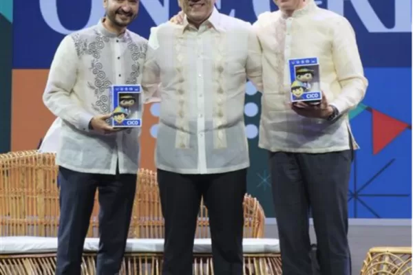 Photo shows AXA International Markets CEO Hassan El-Shabrawishi, AXA Philippines CEO Ayman Kandil, and AXA Group CEO Thomas Buberl