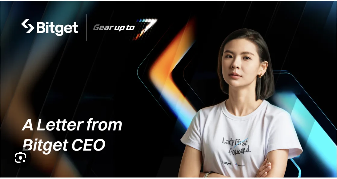 Image of a serious-looking Bitget CEO Gracy Chen as the company marks its 7th anniversary with a shift to universal exchange platform