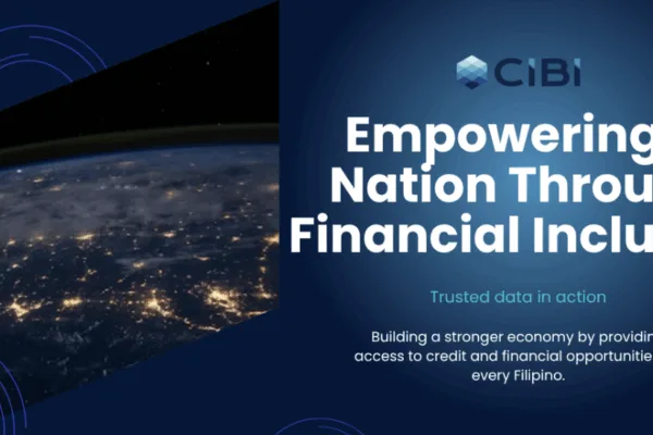 CIBI logo with the word "empowering a nation through financial inclusion" with blue background