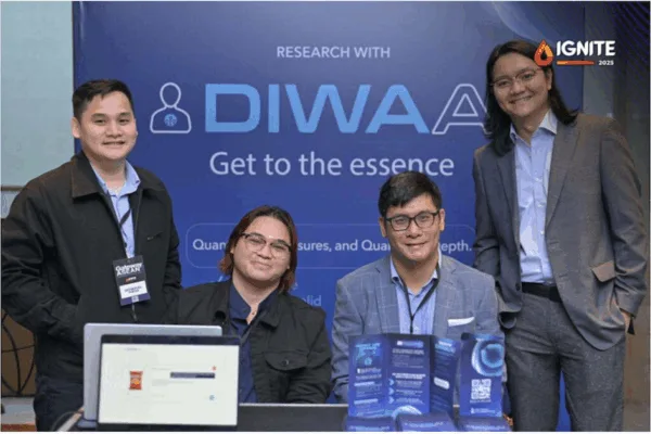 Executives of Diwa AI pose for a group pic after showcasing the future of research at the IGNITE 2025: Gateway ASEAN event