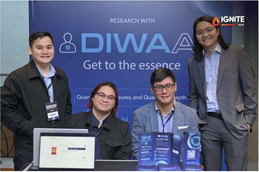 Executives of Diwa AI pose for a group pic after showcasing the future of research at the IGNITE 2025: Gateway ASEAN event