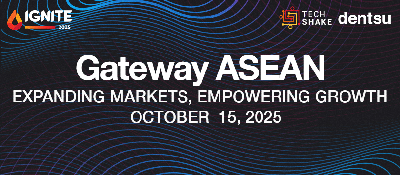 Poster for "IGNITE 2025: Gateway ASEAN," an event that aims to bridge startups, investors, and tech innovation across ASEAN