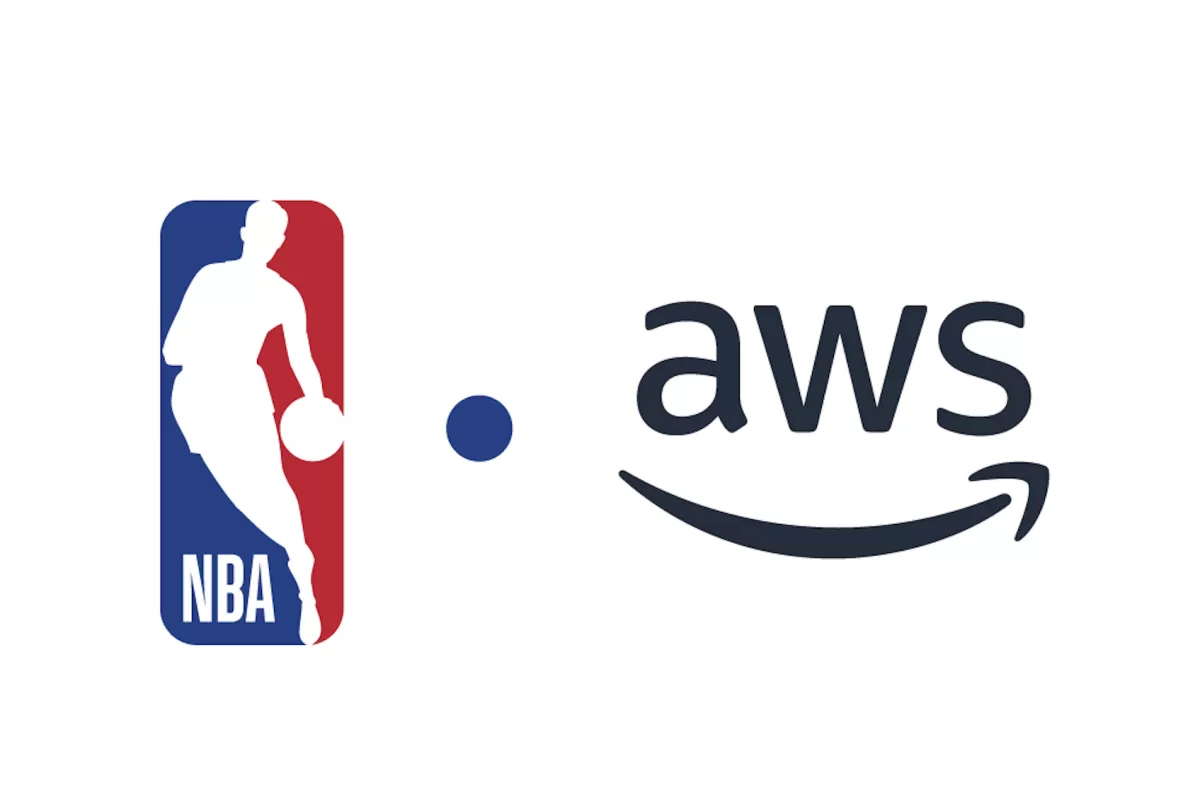 Logo of the NBA and AWS as the former taps AWS Cloud and AI to transform fan experience and game intelligence