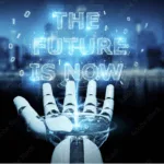 Image of a robot's hands and the words "The Future is Now" as PCCI's top executive talks about how technology is transforming the future of commerce in the Philippines