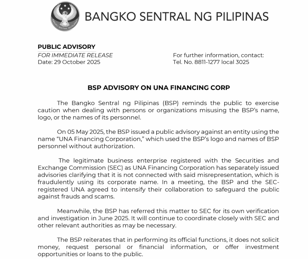 UNA Financing 1