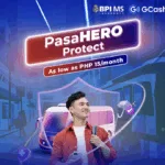 Poster showing a passenger enclosed in a shield as GCash and BPI MS launch ‘PasaHERO Protect’ insurance for Filipinos commuters