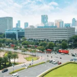 Aerial view of the BSP office in Manila as the central bank drafts stricter rules for payment operators in PH