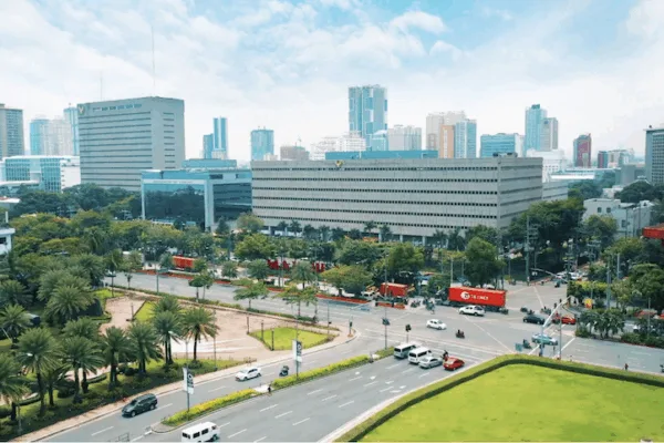 Aerial view of the BSP office in Manila as the central bank drafts stricter rules for payment operators in PH