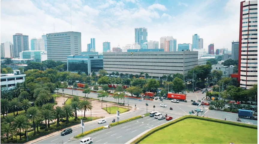 Aerial view of the BSP office in Manila as the central bank drafts stricter rules for payment operators in PH