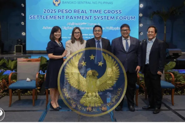 Photo shows BancNet CEO Elmarie S. Reyes, SWIFT Country Manager Raffie Javelona, BSP Director Jay M. Dizon, PCHC Chief Technology Officer Nico Paulo I. Mendoza, and PCHC CEO Emmanuel E. Barcena during the launch of a 24/7 real-time payment system at the BSP head office