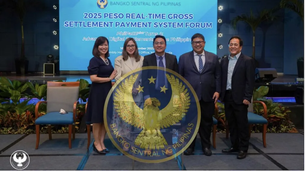 Photo shows BancNet CEO Elmarie S. Reyes, SWIFT Country Manager Raffie Javelona, BSP Director Jay M. Dizon, PCHC Chief Technology Officer Nico Paulo I. Mendoza, and PCHC CEO Emmanuel E. Barcena during the launch of a 24/7 real-time payment system at the BSP head office