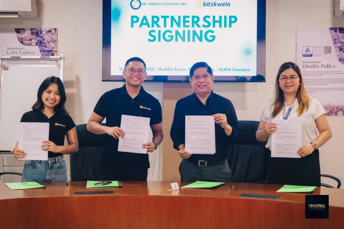 Executives of Bitskwela and DYCI pose for a photo after the signing of a partnership agreement launching BitDev, PH’s first blockchain-enabled microlearning platform