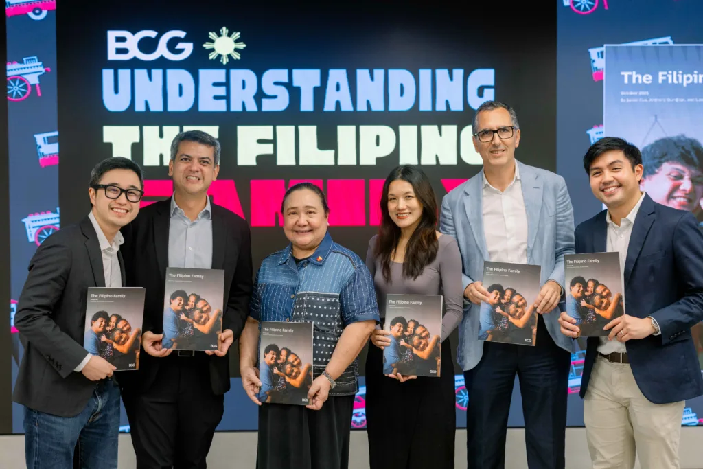 Boston Consulting Group Unveils the Filipino Family Study. From L-R: Julian Cua, BCG Managing Director and Partner; Paulo Campos, Founding Managing General Partner of Kaya Founders; Margot B. Torres, Managing Director of McDonald's Philippines; Lynn Pinugu, Co-Founder of She Talks Asia; Anthony Oundjian, BCG Managing Director & Senior Partner; and Lance Katigbak, BCG Principal.