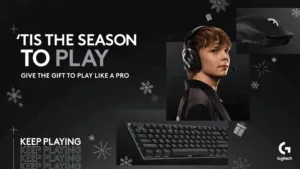 A man with a headset in black background as Logitech reveals its 2025 holiday lineup