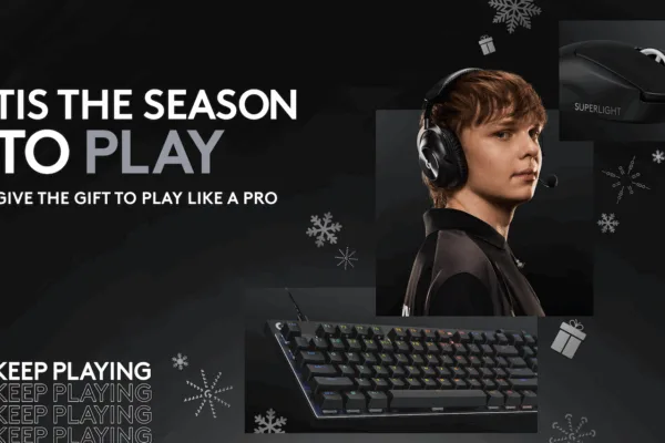 A man with a headset in black background as Logitech reveals its 2025 holiday lineup